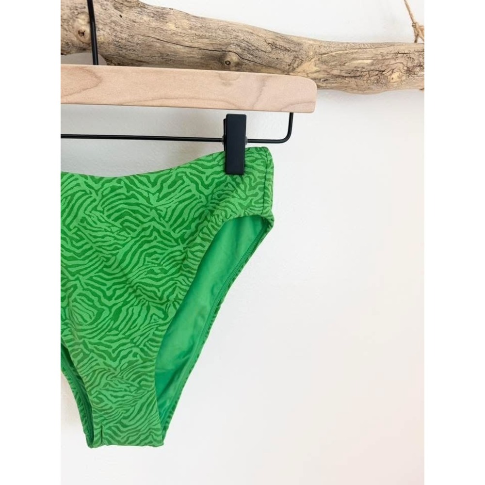 Andie Bikini The 90s High Waisted Bottom Green Zebra Print Swim Size XS